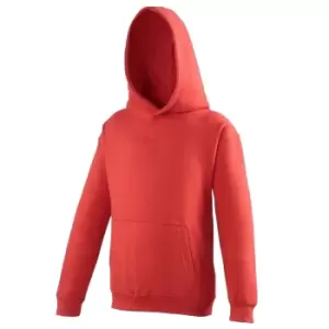 Image of Awdis Kids Unisex Hooded Sweatshirt / Hoodie / Schoolwear (3-4 Years) (Fire Red)