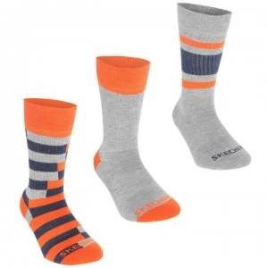Image of Skechers 3 Pack Crew Socks Junior Boys - Grey/Orange