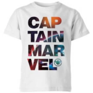 Image of Captain Marvel Space Text Kids T-Shirt - White - 3-4 Years