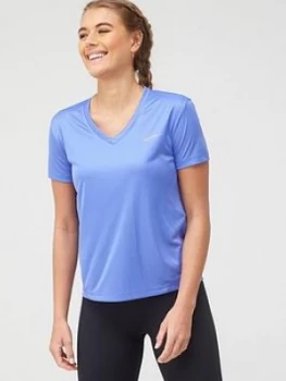 Image of Nike Running V Neck Miler T-Shirt - Sapphire
