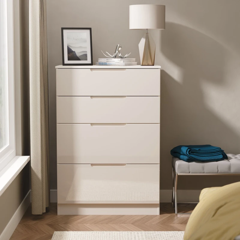 Image of Ready Assembled 2 U Lucca 4 Drawer Deep Chest (Ready Assembled) in Taupe Unisex