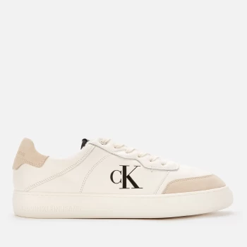 Image of Calvin Klein Jeans Mens Leather Casual Cupsole Trainers - White/Cream/Black - UK 9