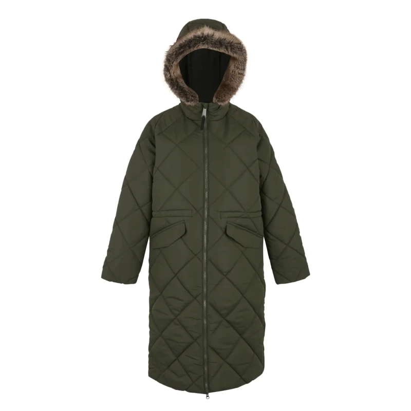 Image of Womens long hooded down jacket Regatta Freyla Vert Female 38