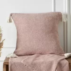 Image of Appletreeloft - Appletree Loft Kaidon Woven 100% Recycled Cotton Rich Tasselled Filled Cushion, Paprika, 43 x 43 Cm
