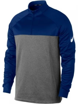 Image of Mens Nike Therma Block Half Zip Jumper Blue