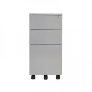 Image of Jemini Mobile Steel 3 Drawer Pedestal Slimline Silver KF74157