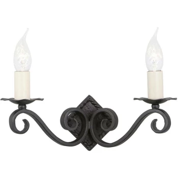 Image of Rectory - 2 Light Indoor Candle Wall Light Black, E14 - Elstead