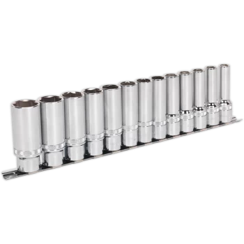 Image of Sealey 13 Piece 1/2" Drive Deep Lock On Hexagon Socket Set 1/2"