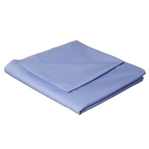 Image of Catherine Lansfield Cornflower Blue Non-Iron Plain Dye Flat Sheet - Double