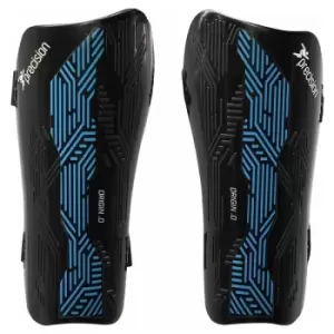 Image of Precision Origin.0 Strap Shin Guards Black/Cyan Small