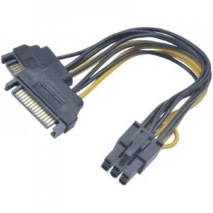 Image of Akasa Current Adapter [2x SATA power plug - 1x PCI-E plug 6-pin] 15.00cm Black, Yellow