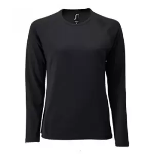 Image of SOLS Womens/Ladies Sporty Long Sleeve Performance T-Shirt (XXL) (Black)