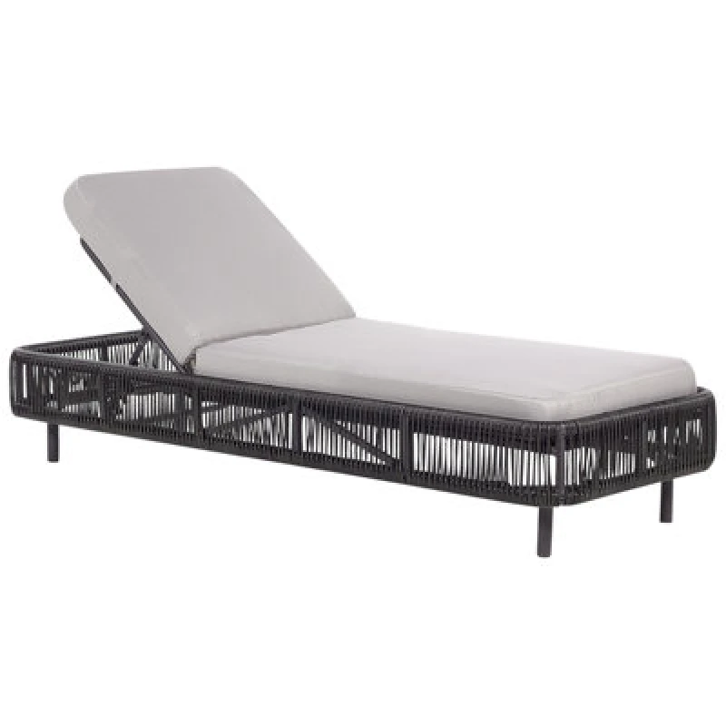 Image of Beliani Sun Lounger With Cushion Osini Reclining Pe Rattan Grey
