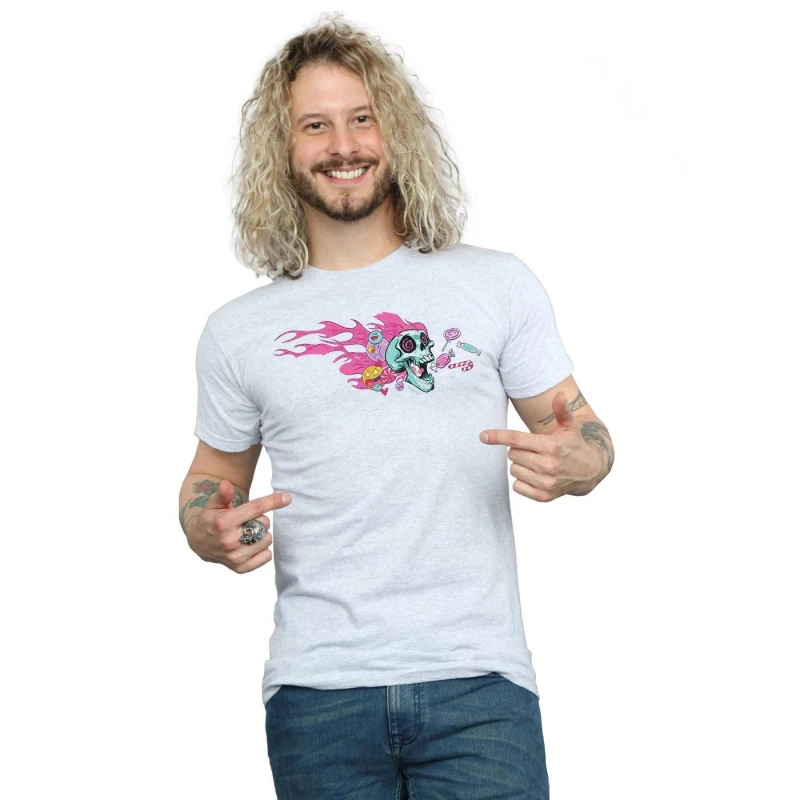 Image of Disney Men Wreck It Ralph Candy Skull T-Shirt in Grey Size: Small Grey S Male 5057981370405