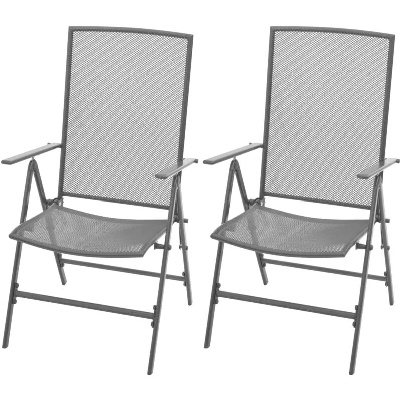 Image of VIDAXL Stackable Garden Chairs 2 pcs Steel Grey Vidaxl 8718475503217