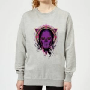 Image of Harry Potter Death Mask 2 Neon Womens Sweatshirt - Grey - M