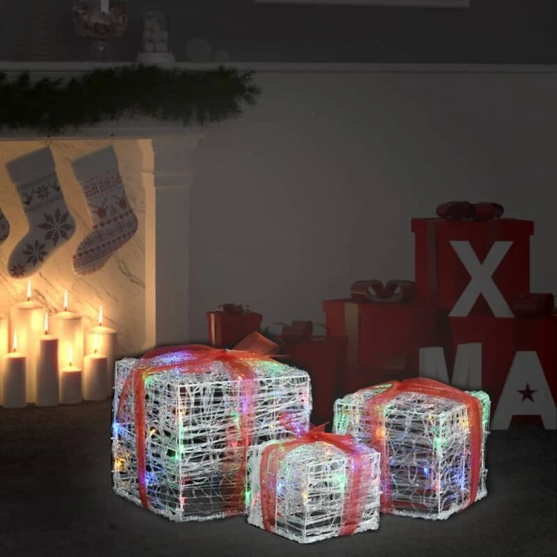 Image of VIDAXL Vidaxl - Decorative Acrylic Christmas Gift Boxes 3 pcs Colourful 8720286434154