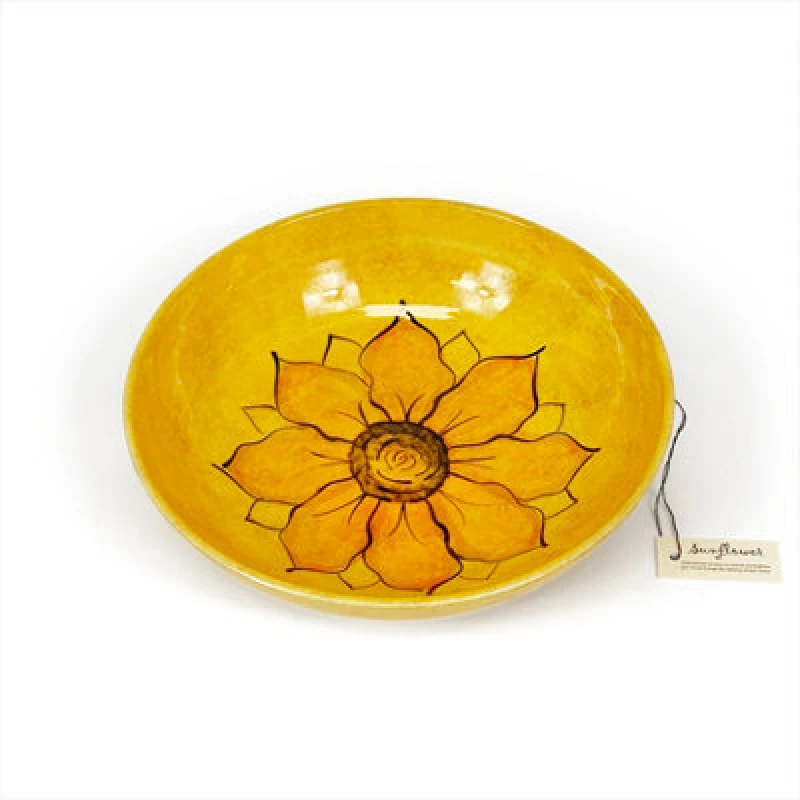 Image of Verano Spanish Ceramics Sunflower Hand Painted Ceramic Kitchen Dining Large Round 31Cm X 9Cm