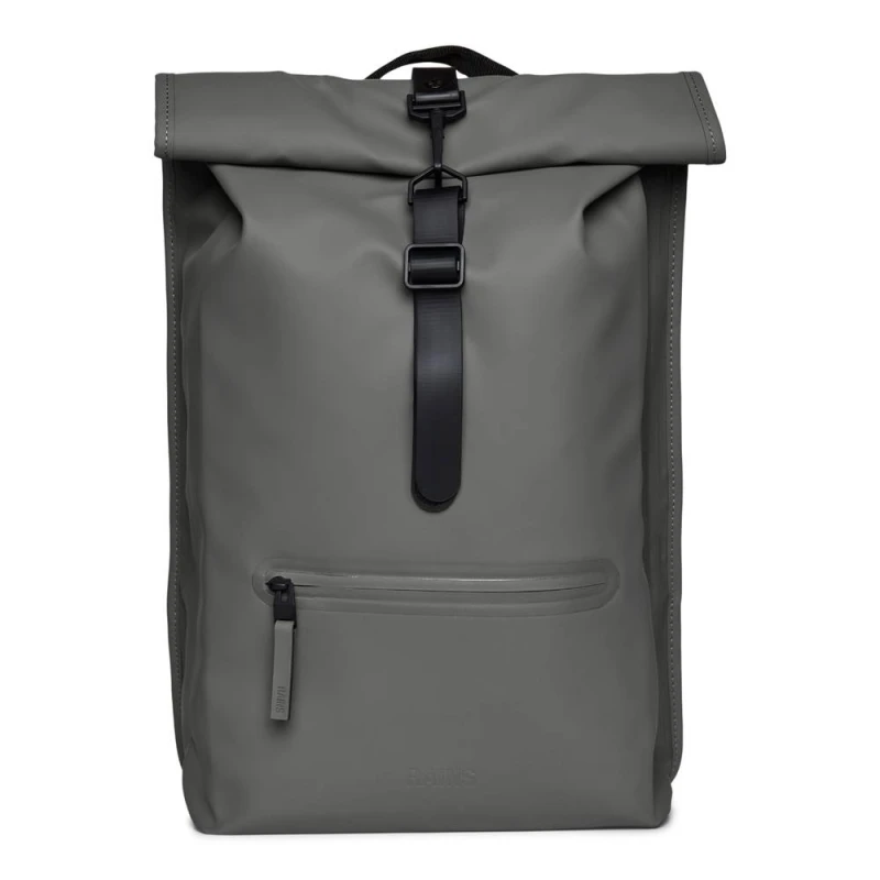 Image of Rains Rolltop Rucksack - Grey Grey One Size