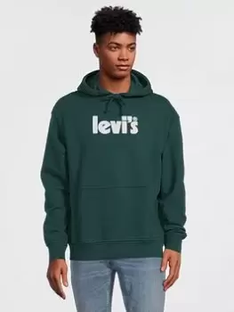 Image of Levis Large Logo Overhead Hoodie - Dark Green, Dark Green, Size S, Men