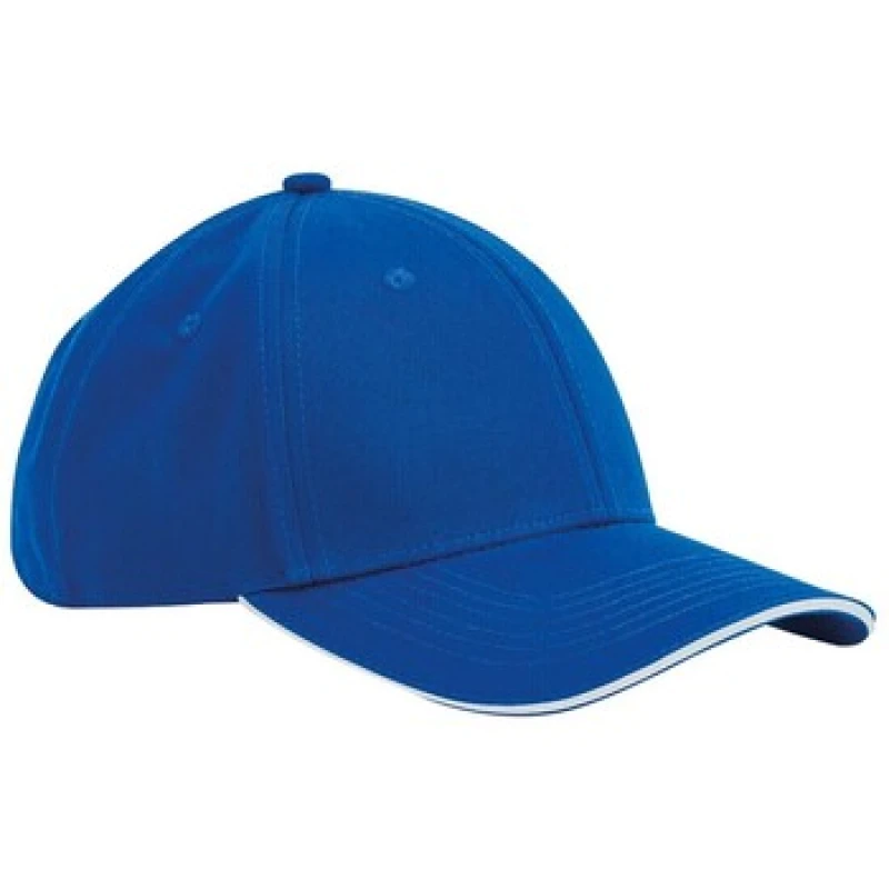 Image of Beechfield Beechfield Men Classic 6 Panel Cotton Sandwich Peak Cap in Blue Blue One Size Male 5063527237439
