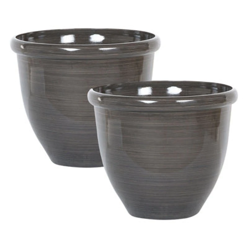 Image of Beliani Set Of 2 Plant Pots Tesalia 40 Cm Brown