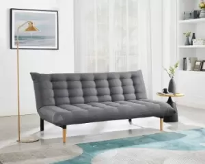 Image of Chatham Fabric Sofa Bed With Tufted Detail and Wooden Legs