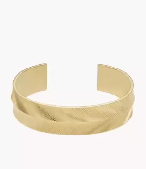 Image of Fossil Women Harlow Linear Texture Gold-Tone Stainless Steel Cuff Bracelet