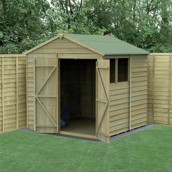 Image of 4Life Forest Wooden 7 x 7ft Overlap Double Door Apex Shed