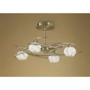 Image of Ceiling light Maremagnum 4 Bulbs G9, antique brass