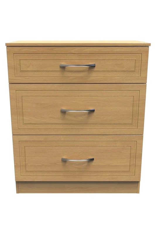 Image of Ready Assembled 2 U Oxford 3 Drawer Deep Chest (Ready Assembled) in Light Oak Light Oak Unisex
