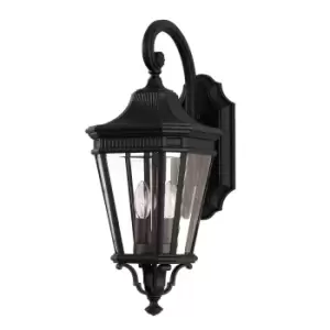 Image of Outdoor IP44 Twin Wall Light Sconce Black LED E14 60W Bulb Outside External