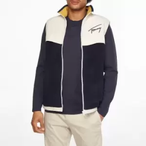 Image of Tommy Jeans Mens Mix Media Retro Gilet - Twilight Navy - L