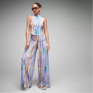 Image of Missguided Co Ord Tie Dye Plisse Wide Leg Trousers - Multi