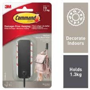 Image of Command Medium Self Adhesive Matte Black Hook