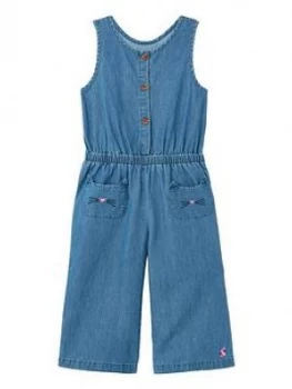 Image of Joules Girls Una Chambray Jumpsuit - Blue