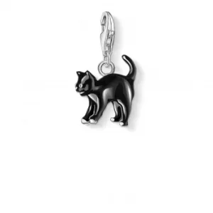 Image of Thomas Sabo Cat Charm Black 925 Sterling Silver Cold Enamel Jewellery
