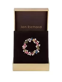 Image of Jon Richard Rose Gold Plated Multi Cubic Zirconia Scattered Stone Brooch - Gift Boxed, Rose Gold, Women