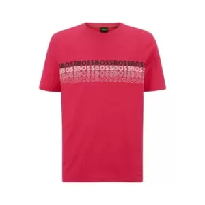 Image of BOSS Striped Logo T-Shirt - Pink