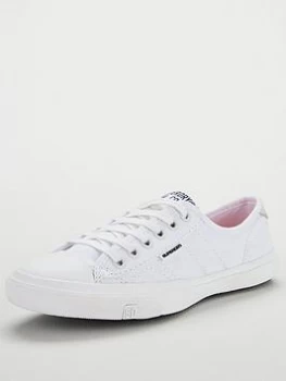 Image of Superdry Low Pro Sneaker Plimsoll - White, Optic White, Size 6, Women
