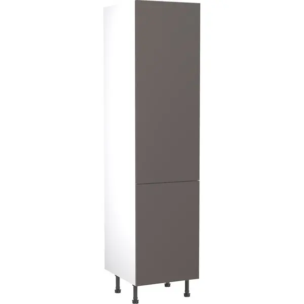 Image of Kitchen Kit Flatpack Slab Kitchen Cabinet Tall Larder Unit Super Gloss 500mm in Graphite MFC