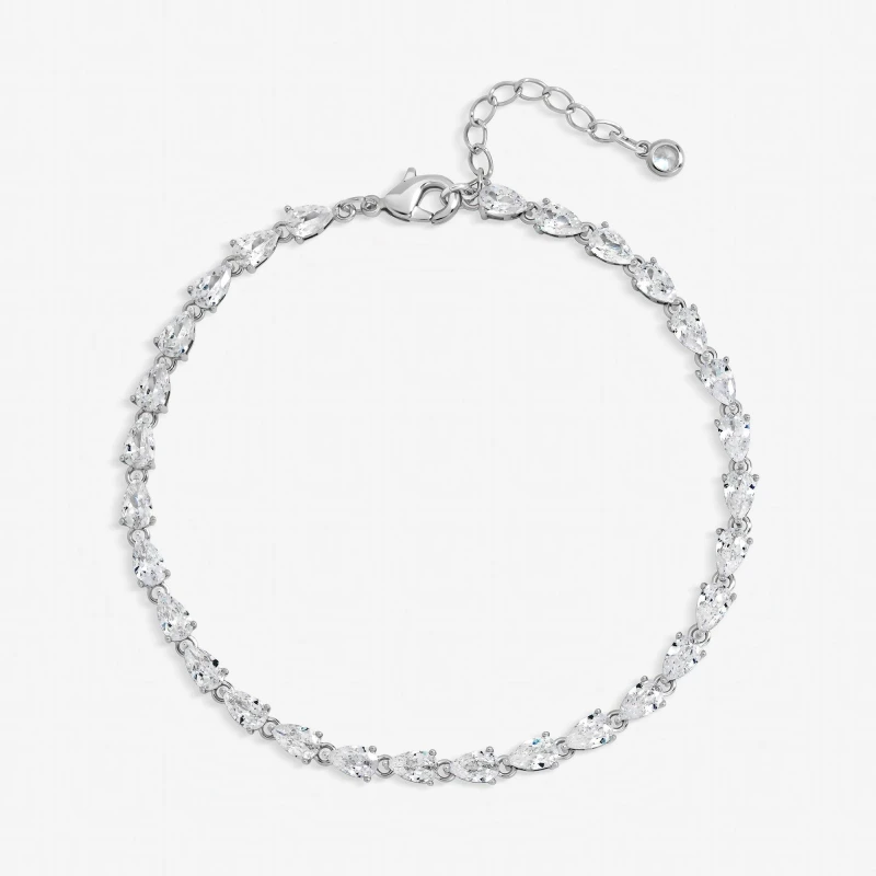 Image of Jon Richard Womens Rhodium Pear Drop Bracelet in Silver Silver Female One Size