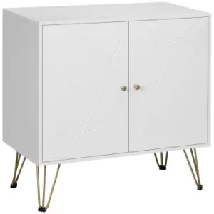 Image of HOMCOM Storage Cabinet Slim Sideboard with Golden Hairpin Legs Adjustable Shelves for Living Room Dining Room Hallway White