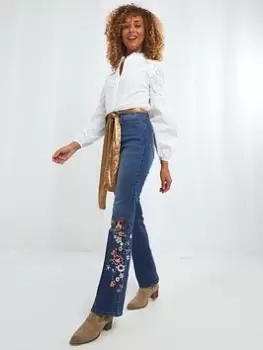 Image of Joe Browns Carnival Embroidery Bootcut Jeans - Indigo, Size 6, Women
