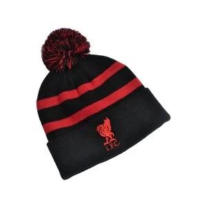 Image of Liverpool Striped Ski Bobble Knitted Hat Red Black