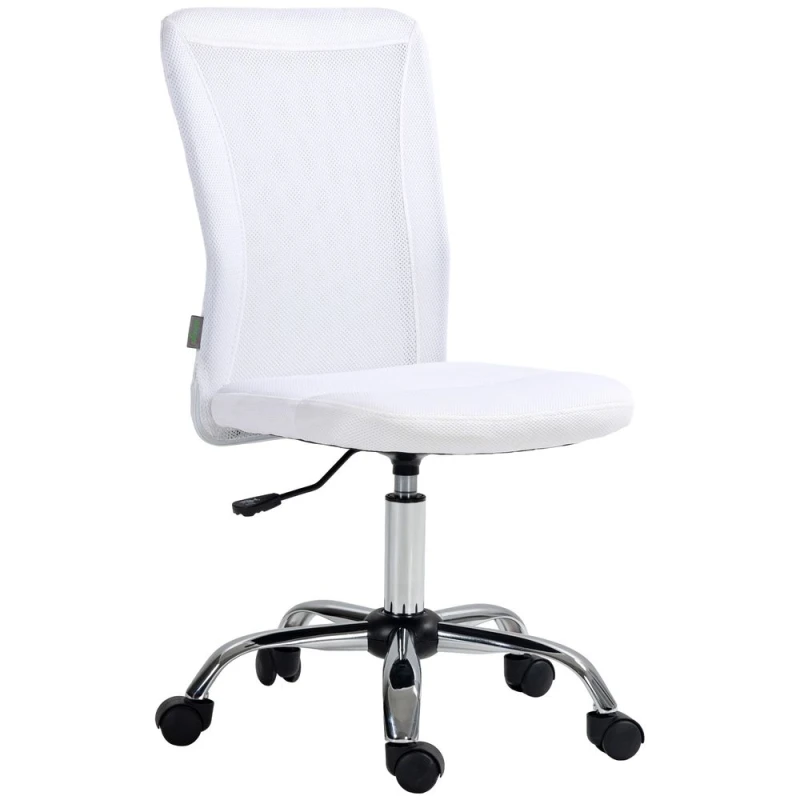Image of Vinsetto Armless Office Chair With Adjustable Height Mesh Back Wheels White 921-226V70WT