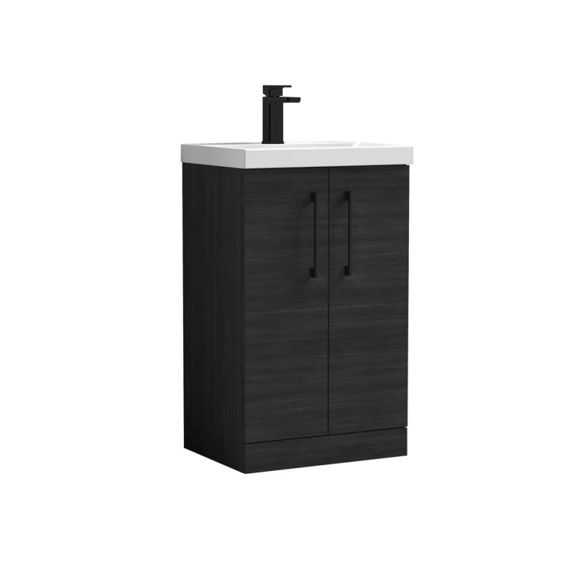 Image of Balterley Modern Bathroom 2 Soft Close Door Vanity Unit Basin, Black, 500mm in Black Unisex