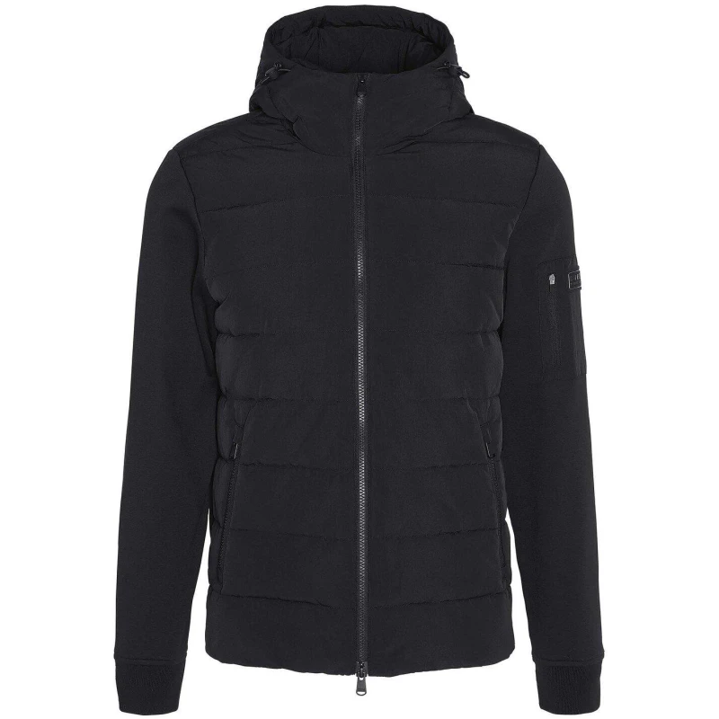 Image of BARBOUR INTERNATIONAL Stanley Hooded Quilted Sweatshirt - Black L