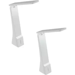 Image of 2 PACK Table Lamp Colour White Integral Rechargeable Battery LED 1.8W Included