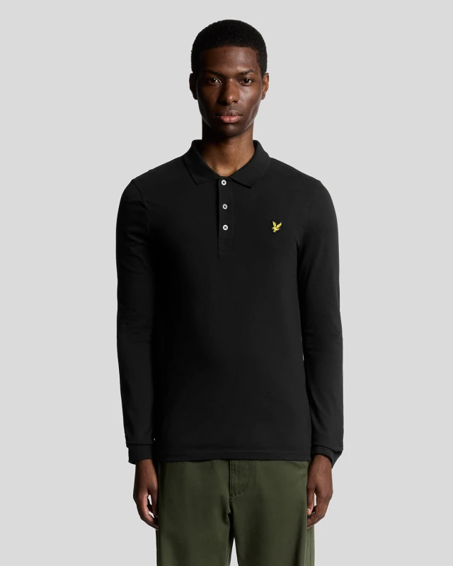 Image of Lyle & Scott Longsleeved Polo Shirt Jet Black M